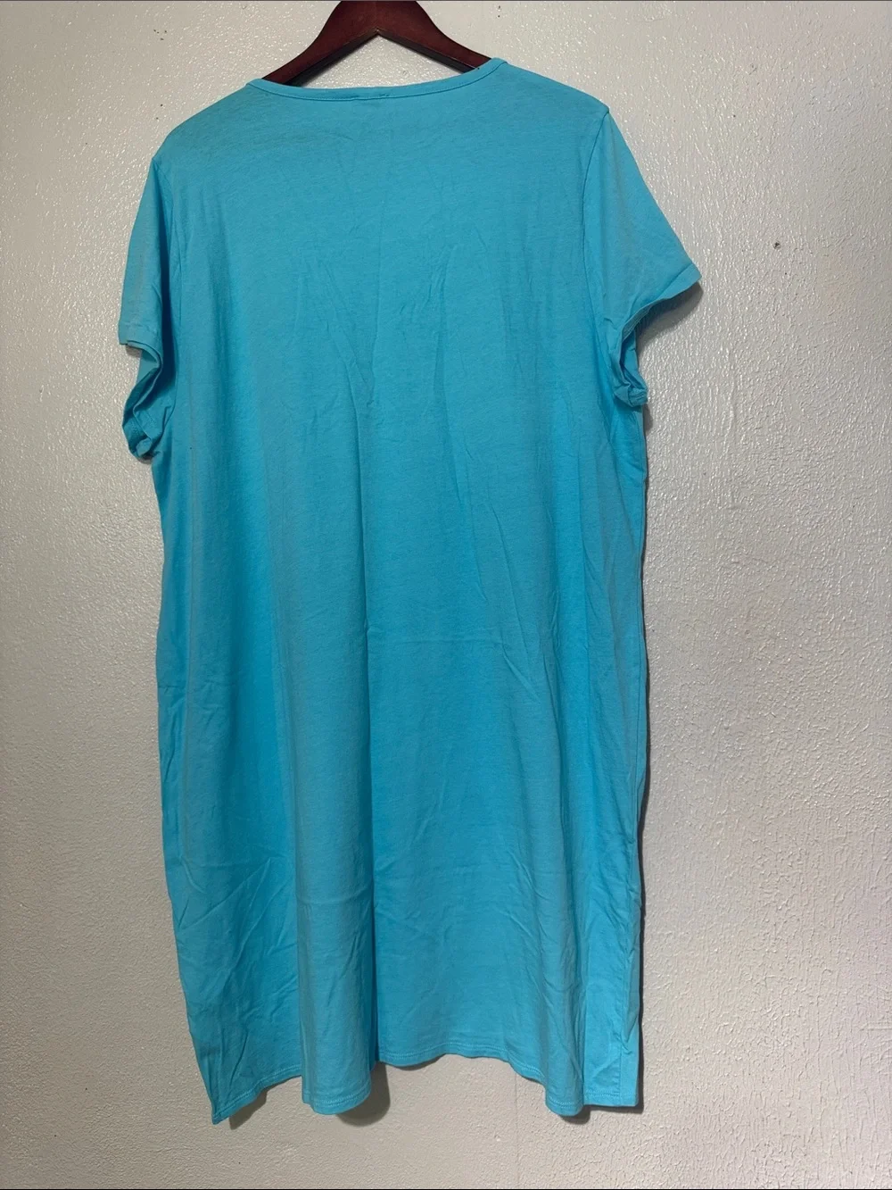 J.Crew Bright Turquoise Blue Short Sleeve Crewneck Tunic Top 2X